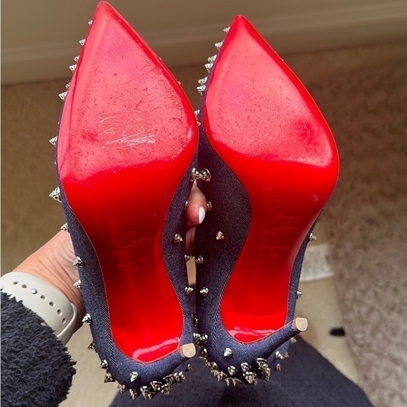 Louboutin Aimantaclou Studded Blue Denim Pumps Heels Size 39 - Picture 15 of 16